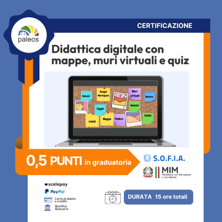 Certificazione Didattica digitale con mappe, muri virtuali e quiz
