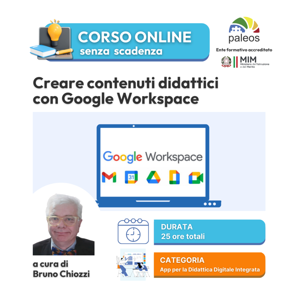 Corso online Creare contenuti didattici con Google Workspace for Education –