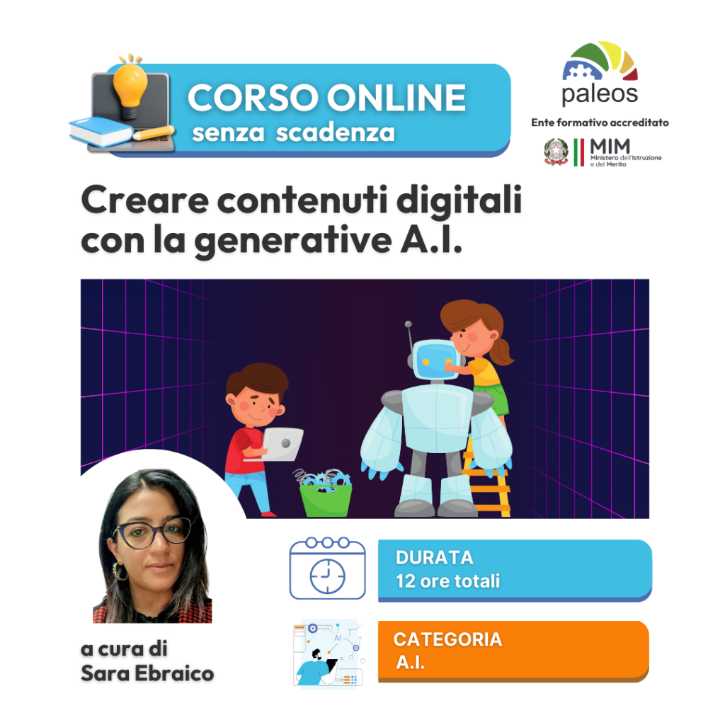 Corso online Creare contenuti didattici con la generative A.I. –