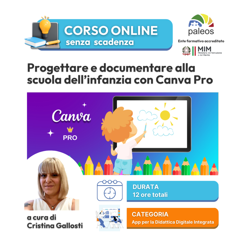 Corso online Progettare e documentare alla scuola di infanzia con Canva Pro –