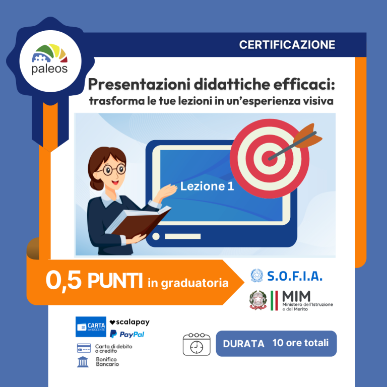 Certificazione Presentazioni didattiche efficaci: trasforma le tue lezioni in un’esperienza visiva