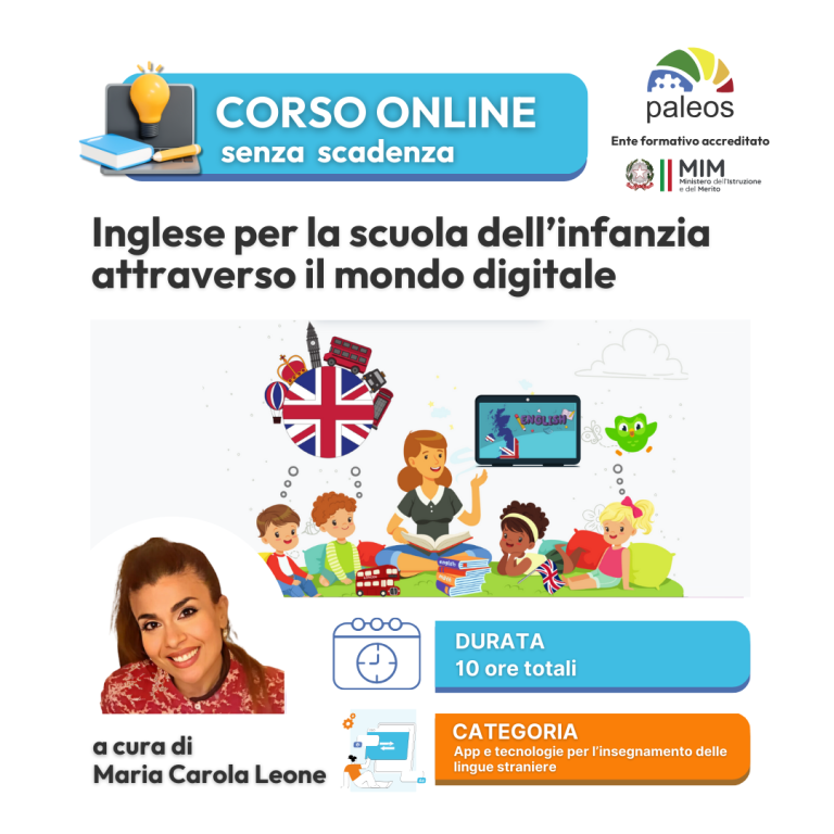 Corso online Inglese per la scuola dell’infanzia attraverso il mondo digitale –