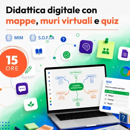 Certificazione Didattica digitale con mappe, muri virtuali e quiz