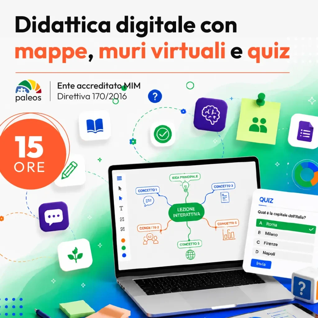 Certificazione Didattica digitale con mappe, muri virtuali e quiz